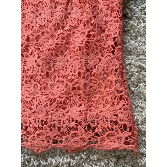 Nanette Lepore Coral Pink Floral Guipure Lace Sleeveless Mock Neck Top Small - Picture 5 of 12